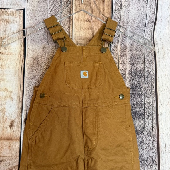Carhartt Toddler Bib Overalls Brown Canvas Workwear Durable Classic 2T - Picture 3 of 8